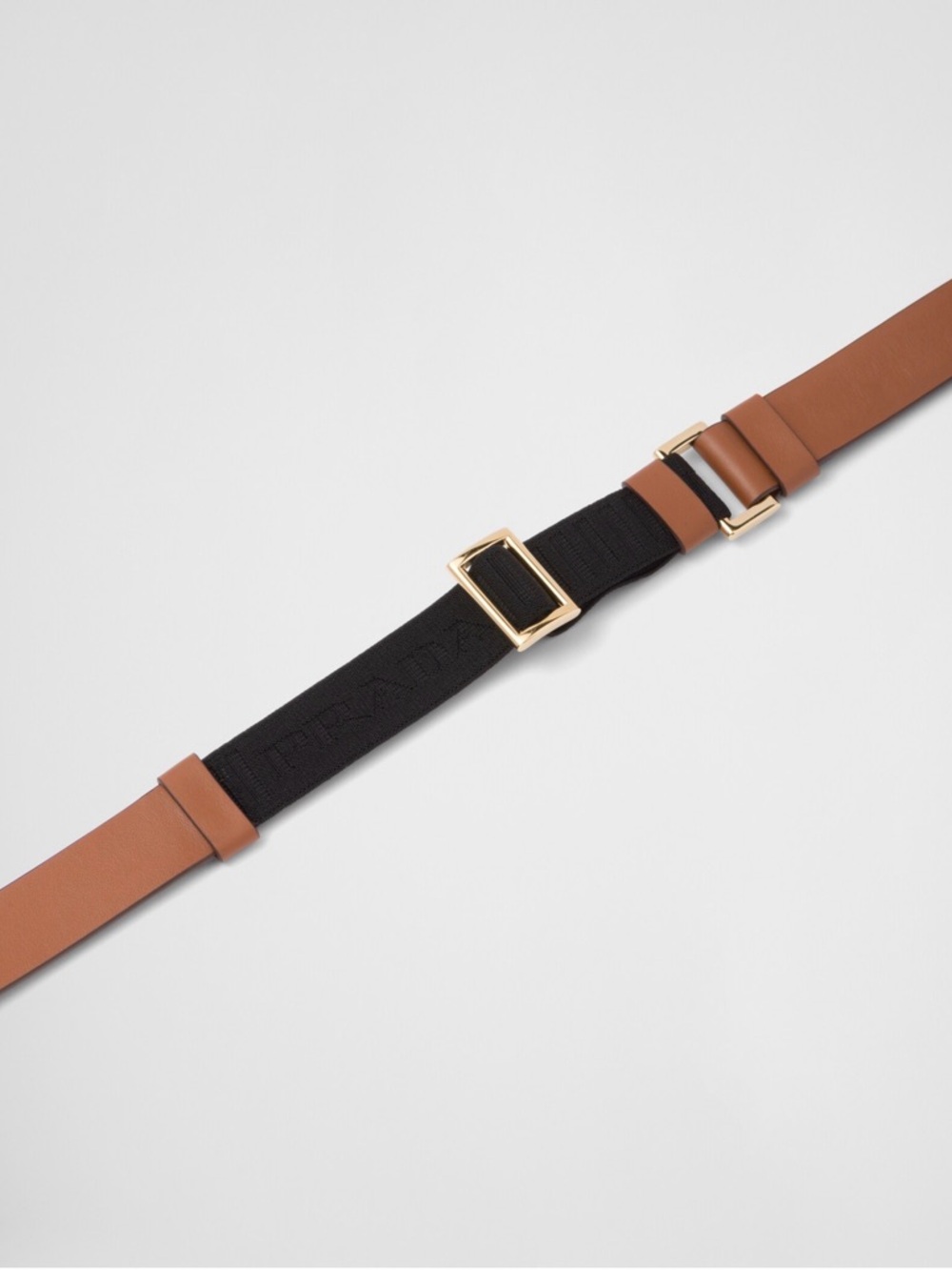 NWT Prada Leather Belt with Enameled Metal Triangle Logo (City Calf) in Cognac - Picture 2 of 14